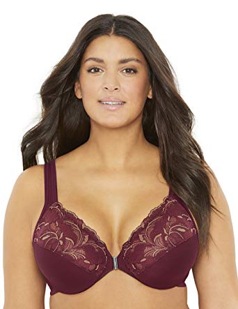 Amazon Brand - MxG - a Mae and Glamorise Collaboration - Women's Front Close Full Figure Plus Size Lace Underwire Bra