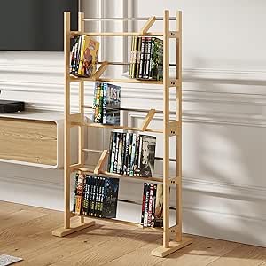 Atlantic Element Media Storage Rack (UPDATED)- Holds Up to 230 CDs or 150 DVDs, Contemporary Wood & Metal Design with Wide Feet for Greater Stability, Maple (UPDATED)