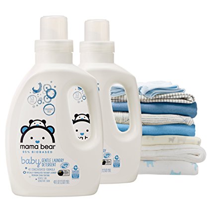 Mama Bear Gentle Baby Laundry Detergent, 95% Biobased, Fragrance Free, 106 Loads (Pack of 2, 53 Loads Each)