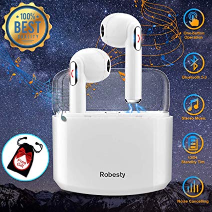 Bluetooth Headphones,Wireless Headphones Sport In ear Bluetooth Earbuds Wireless Running Earphones Mini Stereo Phone Earpieces with Microphone Bluetooth Headset for Android iOS Samsung Phones White