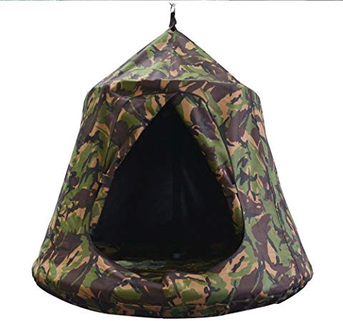TopEva Waterproof Hanging Tree Ceiling Hammock Tent Kids Sky Castle Paradise with Led Decoration Lights (Army Green)