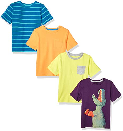 Amazon Brand - Spotted Zebra Boys' Toddler & Kids 4-Pack Short-Sleeve T-Shirts