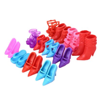 Soledi Fashion Mix 24pcs12Pairs Different Shoes Boots for Decor Doll Toy Girls Play House Party Xmas Gift Color Random