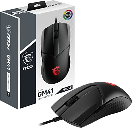 MSI CLUTCHGM41 Lightweight V2 Gaming USB RGB Adjustable up to 16000 DPI Desktop Laptop Gaming Mouse (Clutch GM41 Light Weight V2)