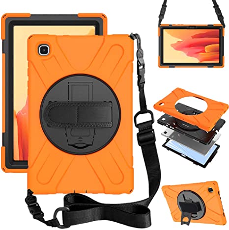 ZenRich Samsung Galaxy Tab A7 10.4 Tablet Case 2020, SM-T500/T505/T507 Galaxy Tab A7 10.4 inch zenrich Case with Screen Protector Kickstand Hand Strap and Shoulder Strap,Orange