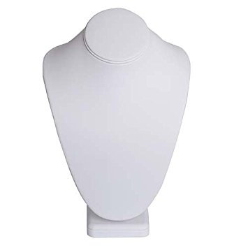 Necklace Bust, For Displaying Jewelry 7x11 Inches, 1 Piece, White Leatherette