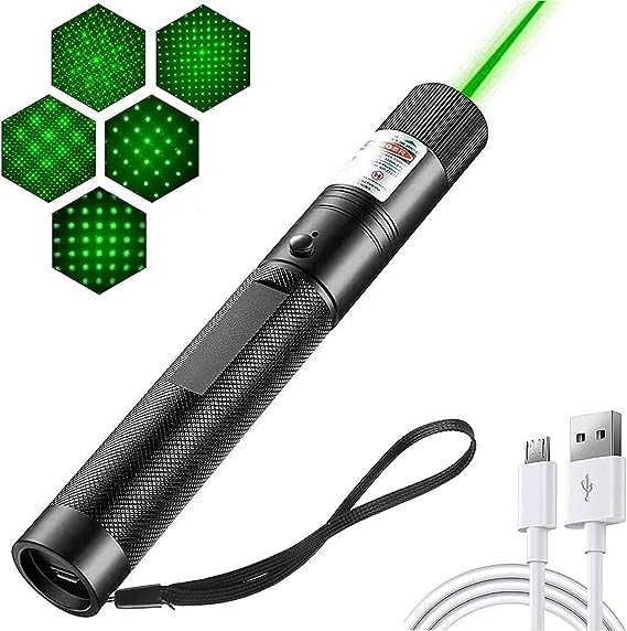2022 New Flashlight with Star Cap, Long Distance Green Flashlight with Adjustable Focus