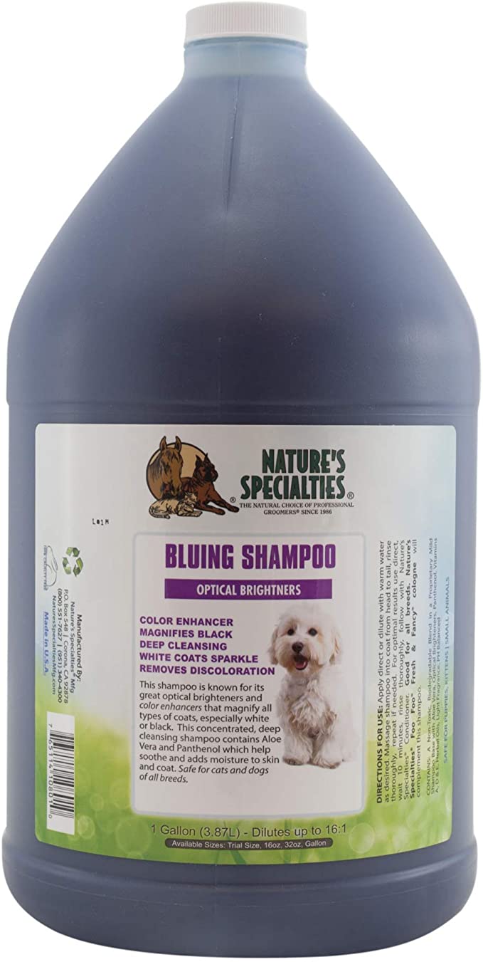 Nature's Specialties Bluing Optical Brightners Shampoo for Dogs Cats, Non-Toxic Biodegradeable