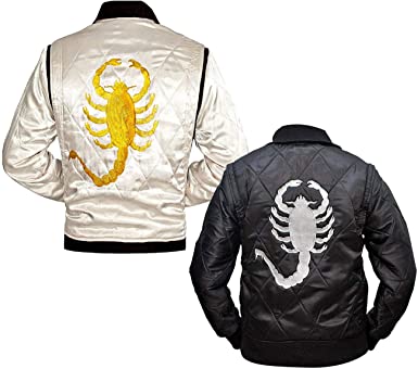 CHICAGO-FASHIONS Mens Motorcycle Driver Gosling Scorpio Logo Bomber Satin Jacket - Lightweight Jacket for Men