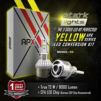 Stark APX 72W 8000LM LED Light 3000K Yellow High Power Kit - Fog Light Bulbs - H3