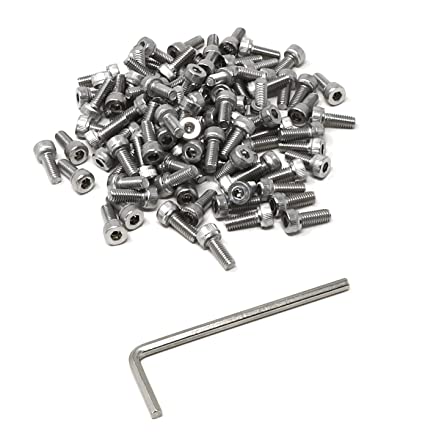 iexcell 100 Pcs M4 x 10 Thread Pitch 0.7 mm Stainless Steel 304 Hex Socket Head Cap Screws Bolts Kit