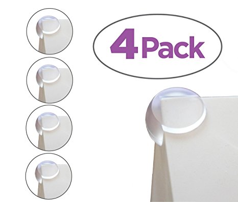 4 PACK Clear Corner Guard Protector Cushion with Pre-Applied Adhesive Strips - Holds Firm with No Damage to Furniture - Matte Finish
