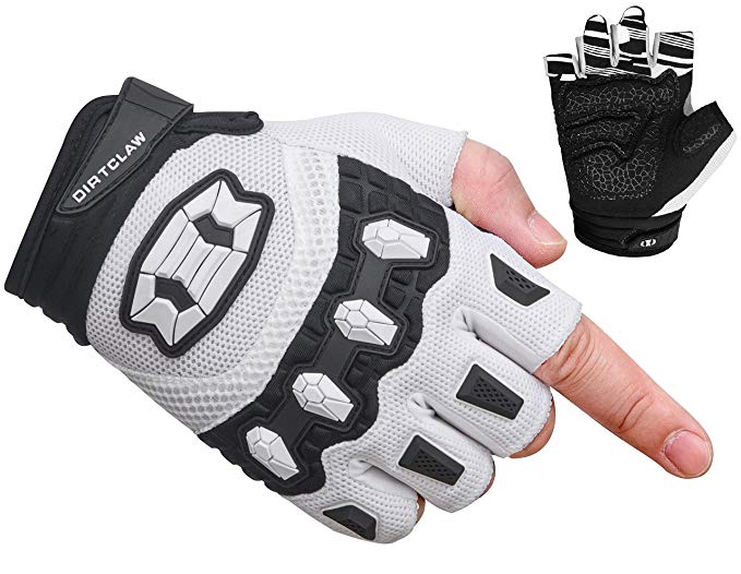 Seibertron Dirtclaw Unisex BMX MX ATV MTB Road Racing Mountain Bike Bicycle Cycling Off-Road/Dirt Bike Gel Padded Anti - Slip Palm Fingerless Gloves Motorcycle Motocross Sports Gloves White XS