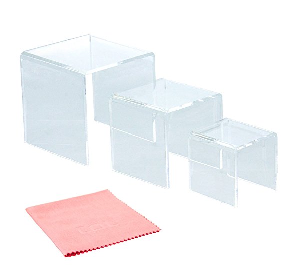 2-Pack Clear Acrylic Riser Set of 3(3-Inch, 4-Inch, 5-Inch) by Combination of Life