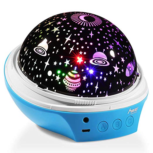 Star Night Light Projector, MAD GIGA Night Light Projector Lamp, USB & Battery Powered, 360 ° Rotating Decorative Lamp Romantic Mood Light for Baby Kids Adults Nursery Bedroom Living Room Dream Rotating Projection Lamp Equipped with 2 Lampshades