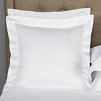 whitecottonworld Euro Square 2-Piece Pillow Shams White Solid Solid 400 Thread Count 100% Egyptian Cotton Set of Two Euro (24 x 24 Inches) Pillow Shams, Gorgeous Decorative Bed Pillow Cover/Cases