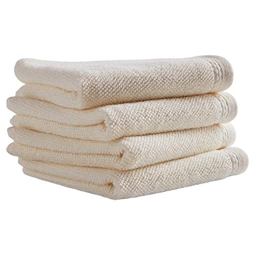 Rivet Organic Cotton Washcloth Set, 4-Pack, Egret White