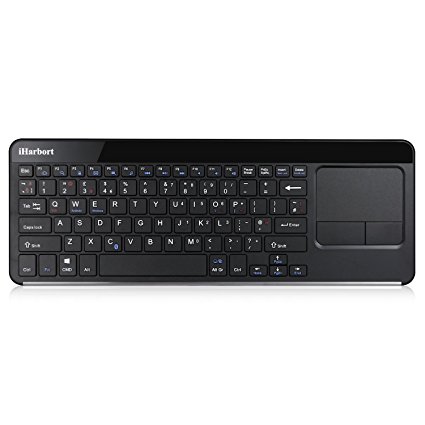 iHarbort® Ultra slim Wireless Bluetooth QWERTY Keyboard [UK-Layout] with Built-in Touchpad for Mac OS X / Windows/ Linux / Notebook / Laptop / NetBook / Mac Book / iPad Tablet / Samsung Galaxy Tab A 2016/ Smart phones, Black