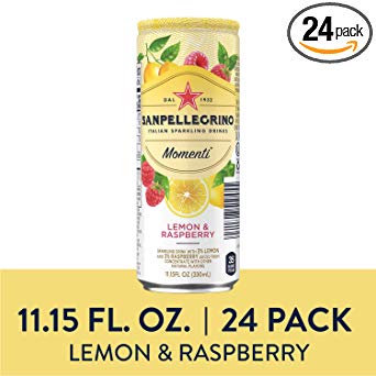 Sanpellegrino Momenti Lemon & Red Raspberry Cans, 11.15 Fluid Ounce (24 Pack)