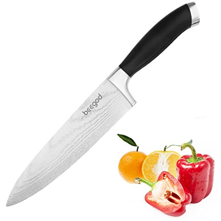 beegod Chef Knife, Pro 8-Inch Stainless-Steel with for Professional Chef for Easy Hand-held (Wave)