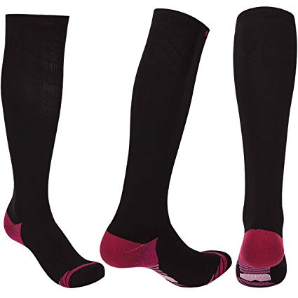 Graduated Compression Socks for Men Women (20-30 mmHg) Best Athletic Fit for Nurses, Travel, Running, Maternity Pregnancy, Varicose Veins, Medical, Blood Circulation, Leg Recovery (Pink, L)