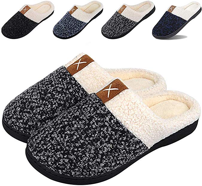 Bocianelli Women's Cozy Memory Foam Slippers Fuzzy Wool-Like Plush Fleece Lined House Shoes w/Indoor