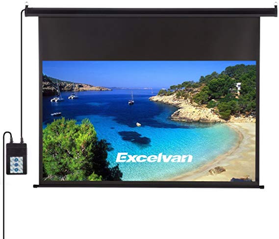 Projector Screen Excelvan 100 Inch 120 Inch with Stand Portable Electric HD Movie Projector Screen Motorized 3D Wall TV Projector Screen (120" 16:9 Remote Control)