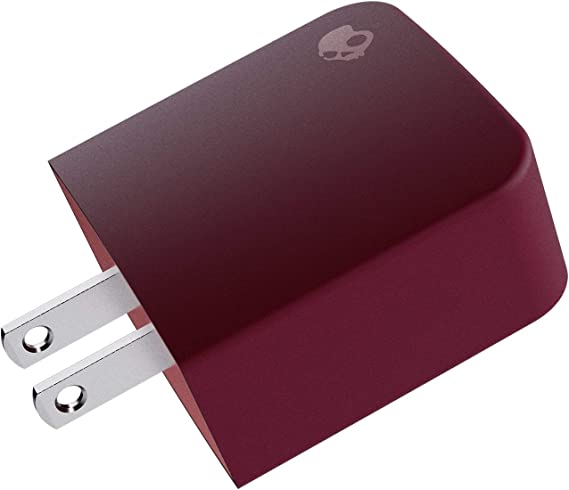 Skullcandy Fix Rapid Dual USB Charger Block / Fast Charging Plug 2 USB-A Ports / Charge your iPhone, Samsung, Cell Phones, and more / Fast Charging Block - Deep Red