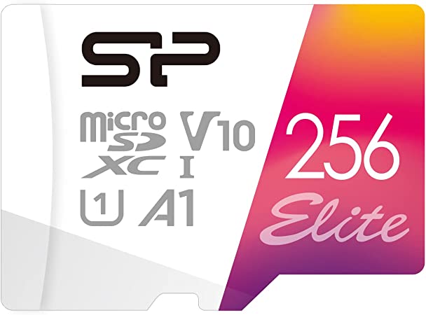 Silicon Power 256GB microSDXC UHS-I Micro SD Card with Adapter, Up to 100MB/s Read, C10 U1 V10 A1 Full HD microSD Memory Card, Elite Series