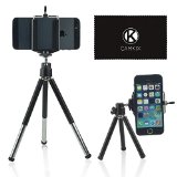 Camkix Universal Adjustable Tripod Kit including 1 Tripod  1 Universal Phone Holder  1 Velvet Phone Bag  1 Microfiber Cleaning Cloth - suitable for iphones htc samsung series M7 and More Black