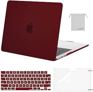 MOSISO Compatible with MacBook Air 13 inch Case 2024 2023 2022 M3 A3113 M2 A2681 Touch ID, Plastic Hard Case&Keyboard Cover&Screen Film&Pouch Compatible with MacBook Air 13.6 inch Case, Burgundy