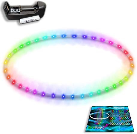 UltraHoop Shuffle LED Hoop Fully Rechargeable and Collapsible - Smart Auto Color Changing and Strobing LED Lights - Light Up Hoola Hoops HDPE