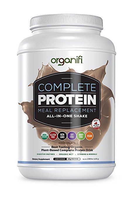 Organifi Complete Protein (1215g) - Best Tasting Organic Protein and Vitamin Shake - Vegan, Plant-Based Protein Powder - Nutritious Meal Replacement - Chocolate Flavored - 30 Day Serving