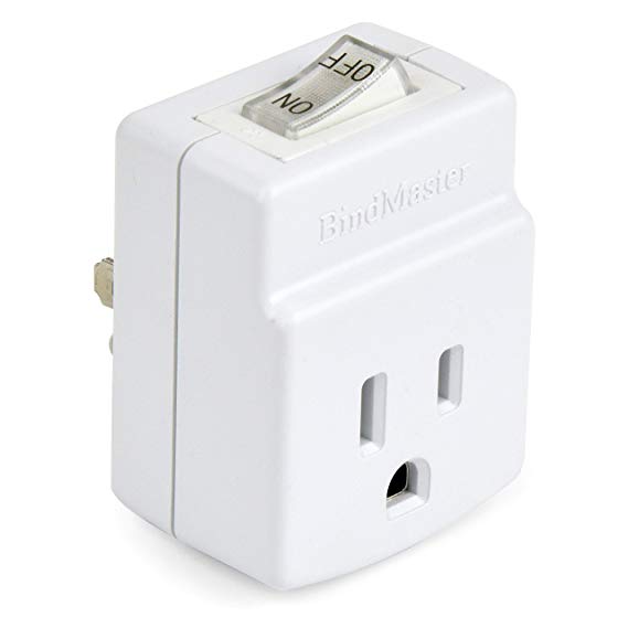 BindMaster 3 Prong Grounded Single Port Power Adapter with Indicator On/Off Switch (1 Pack)