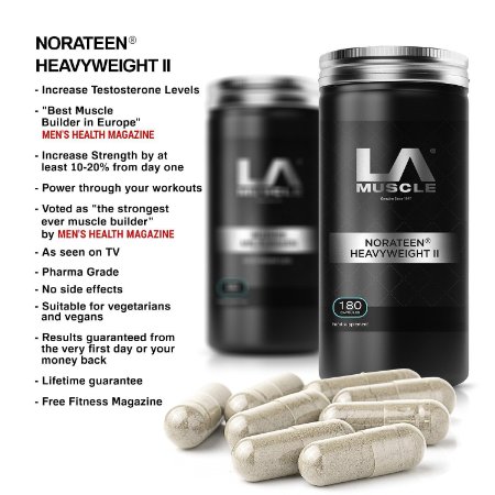 LA Muscle Norateen Heavyweight II - Powerful Natural Way To Increase Testosterone. Potent Muscle Builder. (180 Caps (30 days))