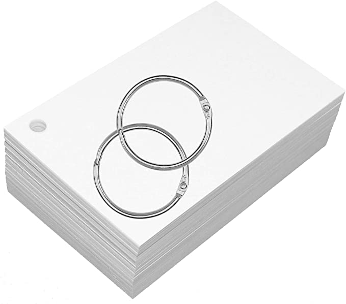 Debra Dale Designs Premium Blank Unruled White 200# Hole Punched with 2 Rings. Extra Thick - Super Heavy 3" x 5" Ringed Index Cards. 1 Package of 100. The Thickest CurrentlyAvailable on Amazon.