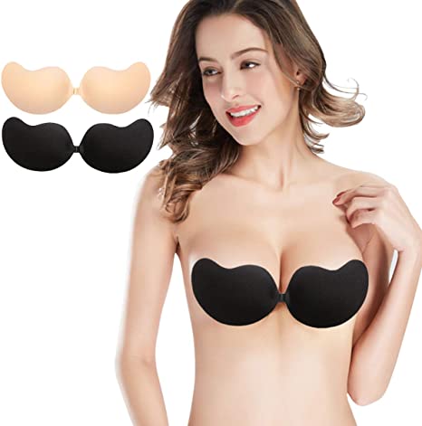 Adhesive Bra,Strapless Bras 2 Pairs Invisible Lift Backless Sticky Bra for Women