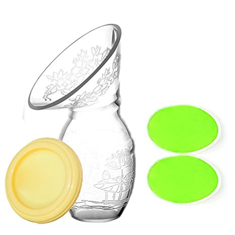 UINSTONE Manual Breast Pump for Breastfeeding with sealing disc & 2-pack Bamboo Nursing Pads , 100% BPA-Free