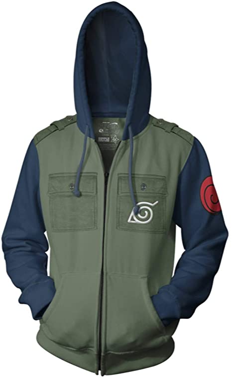 Ripple Junction Naruto Shippuden Kakashi Cosplay Military Style Adult Zip Hoodie Large Olive