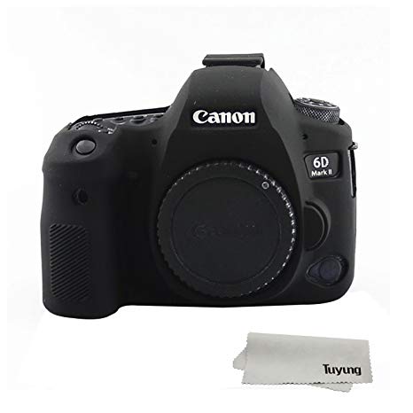 TUYUNG Silicone Camera Case Bag Protective Cover Skin for Canon EOS 6D Mark II Digital Camera - Black