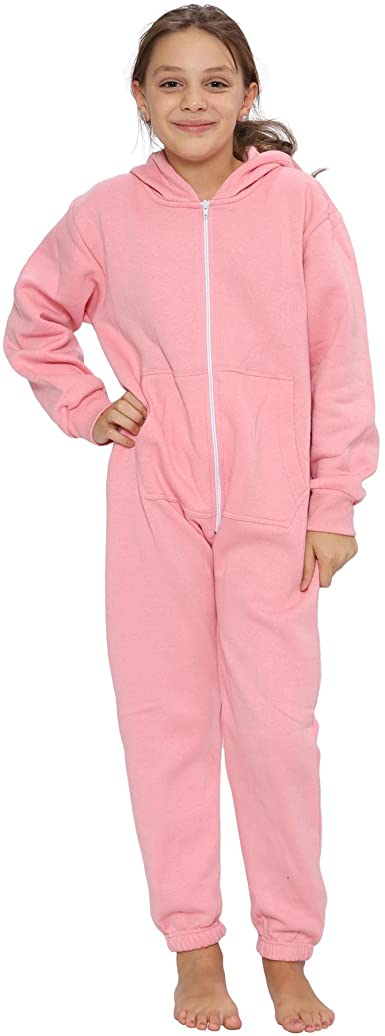 Kids Girls Boys Plain Pyjamas Sleepsuit Fleece A2Z Onesie One Piece Jumpsuit