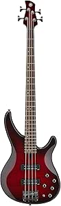 Yamaha TRBX604 4-String Flamed Maple Bass Guitar, Dark Redburst