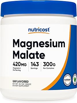 Nutricost Magnesium Malate Powder (300g) - 420mg of Magnesium Per Serving - Non-GMO, Gluten Free