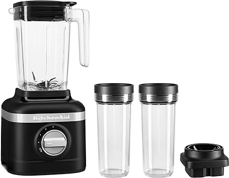 KitchenAid K150 3 Speed Ice Crushing Blender with 2 Personal Blender Jars - KSB1332Y,Black Matte, 48 oz