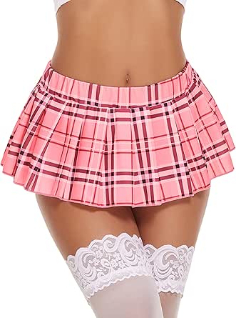 Avidlove Women Sexy Role Play Pleated Mini Skirt Ruffle Lingerie for Schoolgirl