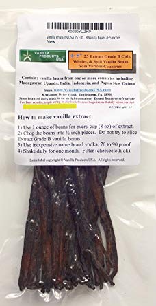 Vanilla Products USA 25 Extract Grade B Vanilla Beans 4~5 inches (12~14 cm)