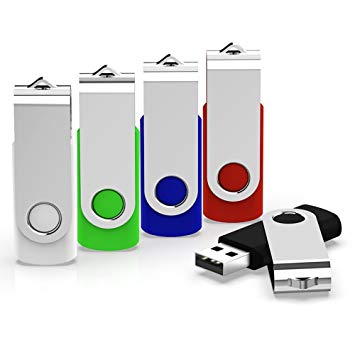 KEXIN 5 Pack 32GB USB 2.0 Flash Drive Bulk Thumb Drive Memory Stick Jump Drive Zip Drive, 5 Colors (Black, Blue, Green, White, Red)