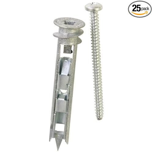 Zinc E-z Ancor Toggle Kit, 25 Zinc Self Drilling Toggle Anchors with 25 Phillip Screws #8 x 2-1/8" #EKT025