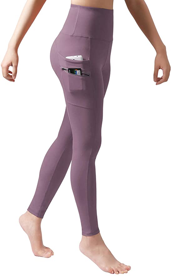 ODODOS Women's High Waisted Tummy Control Workout Pants, Full-Length Leggings with Dual Pockets