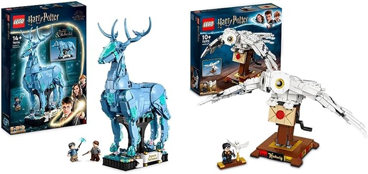 LEGO 76414 Harry Potter Expecto Patronum 2-in-1 Set, Build Stag and Wolf Animal Figures & Harry Potter Hedwig the Owl Figure, Collectible Toy, Room Décor Display Model with Minifigure